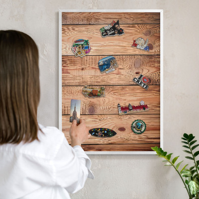 Panneau magnétique décoratif cadre noir Planches de bois