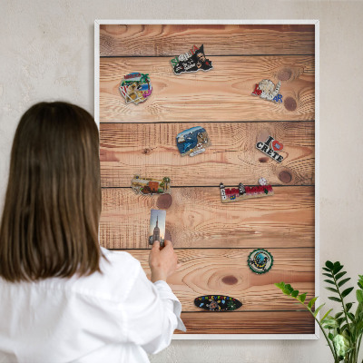 Panneau magnétique décoratif cadre noir Planches de bois