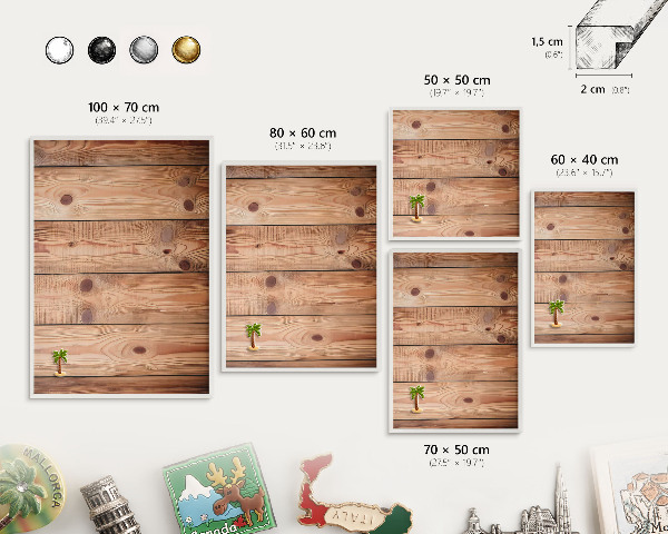 Panneau magnétique décoratif cadre noir Planches de bois