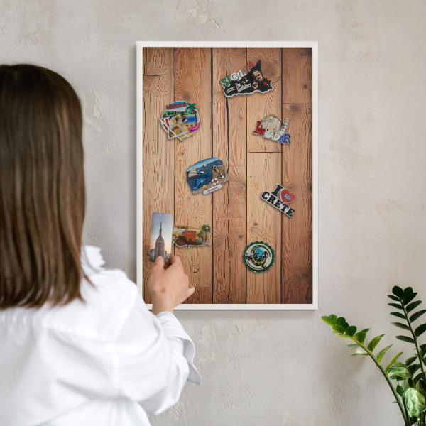 Tableau mural pour aimants dans un cadre noir Planches de bois