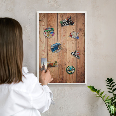 Tableau mural pour aimants dans un cadre noir Planches de bois