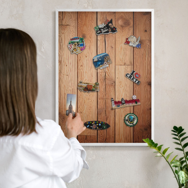 Tableau mural pour aimants dans un cadre noir Planches de bois