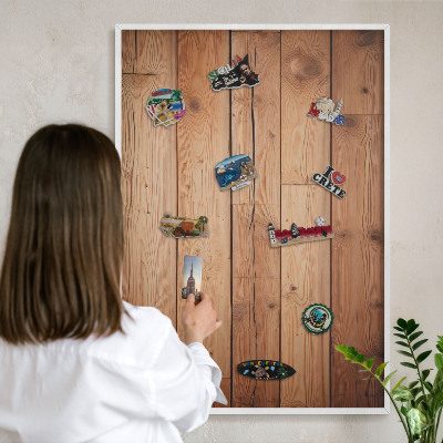 Tableau mural pour aimants dans un cadre noir Planches de bois