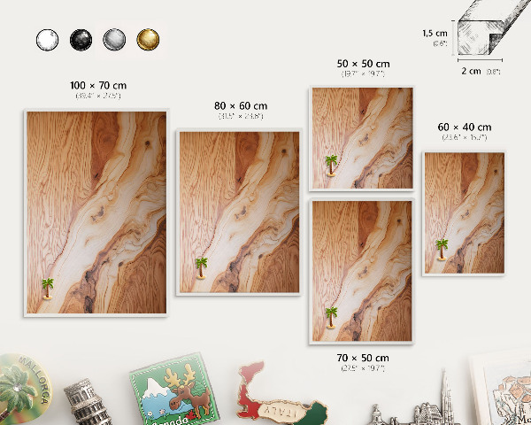 Tableau mural pour aimants dans un cadre noir Texture bois