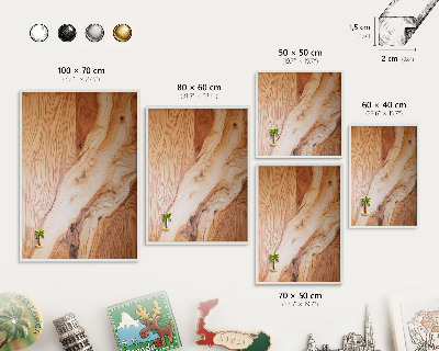 Tableau mural pour aimants dans un cadre noir Texture bois