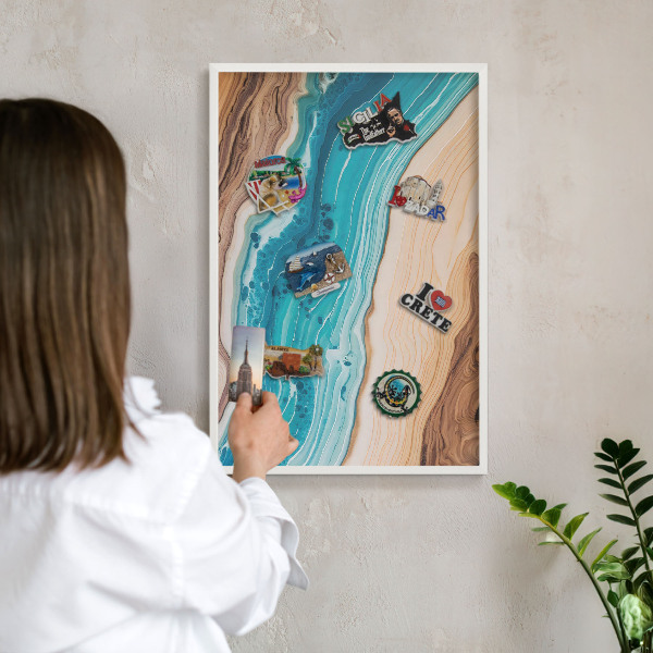 Tableau mural pour aimants dans un cadre noir Les couches de la Terre