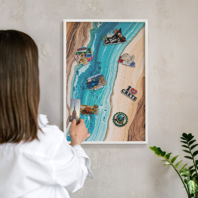Tableau mural pour aimants dans un cadre noir Les couches de la Terre