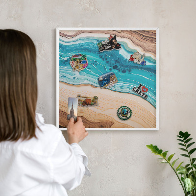 Tableau mural pour aimants dans un cadre noir Les couches de la Terre