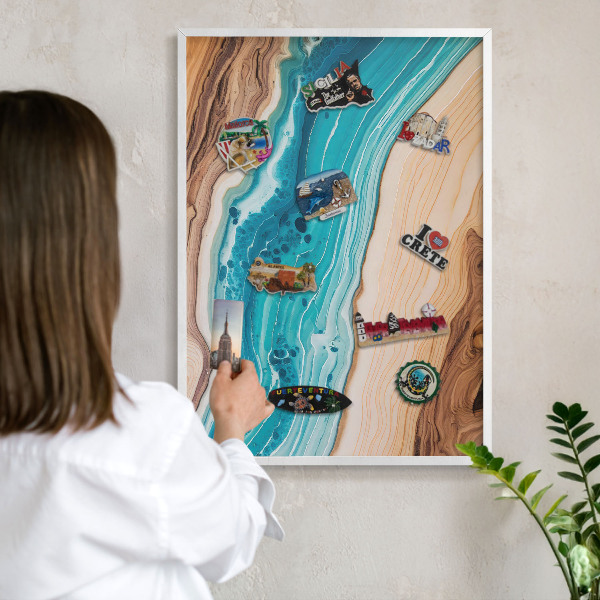 Tableau mural pour aimants dans un cadre noir Les couches de la Terre
