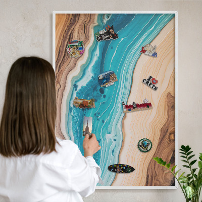 Tableau mural pour aimants dans un cadre noir Les couches de la Terre