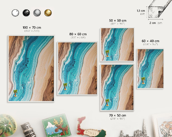 Tableau mural pour aimants dans un cadre noir Les couches de la Terre