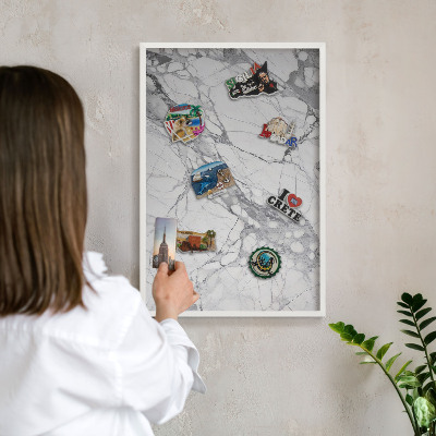 Tableau mural pour aimants dans un cadre noir Élégance du marbre