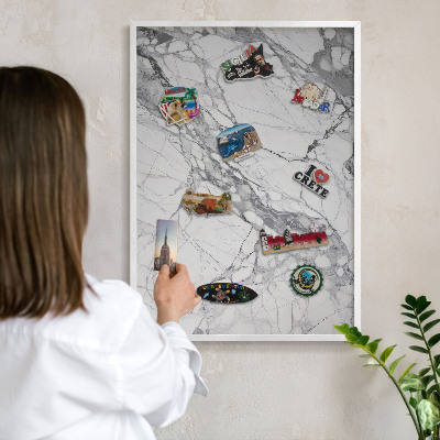 Tableau mural pour aimants dans un cadre noir Élégance du marbre