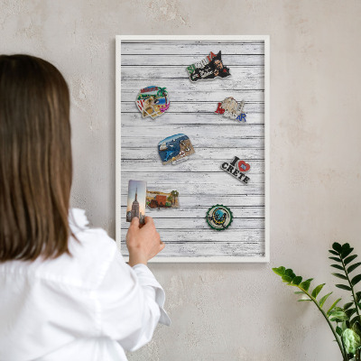 Tableau mural pour aimants dans un cadre noir Bois clair