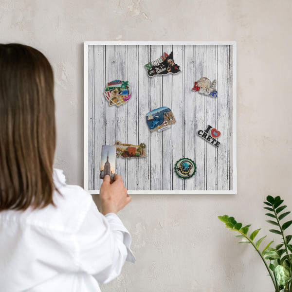 Tableau mural pour aimants dans un cadre noir Bois clair