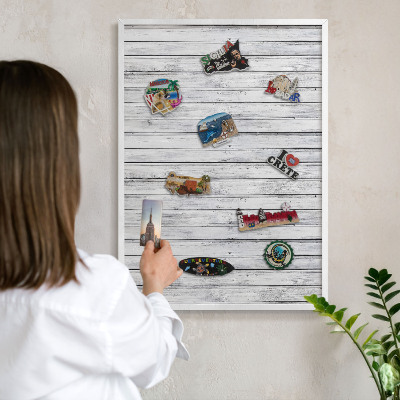 Tableau mural pour aimants dans un cadre noir Bois clair