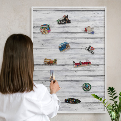 Tableau mural pour aimants dans un cadre noir Bois clair