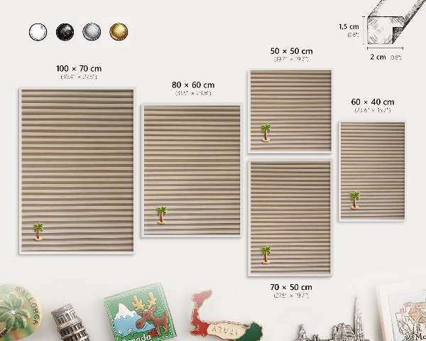 Panneau magnétique décoratif cadre noir Lattes de bois