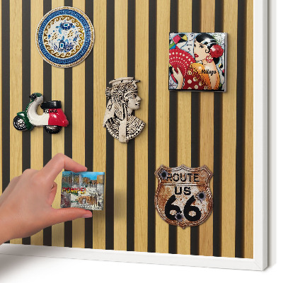 Tableau mural pour aimants dans un cadre noir Rythmes en bois