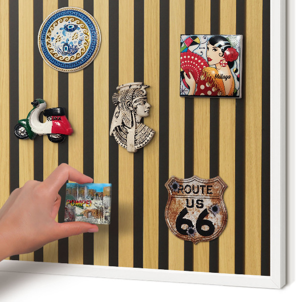 Tableau mural pour aimants dans un cadre noir Rythmes en bois