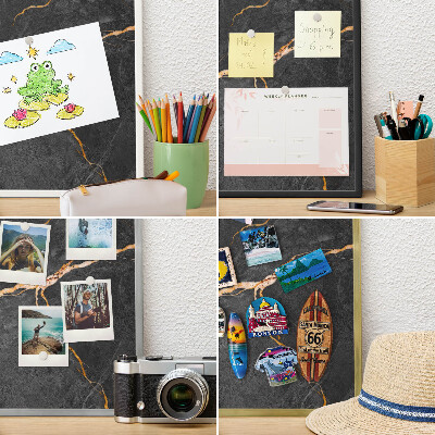 Panneau magnétique décoratif cadre noir Rubans de marbre