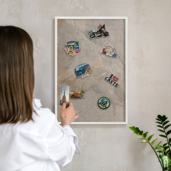 Tableau mural pour aimants dans un cadre noir Pierre beige