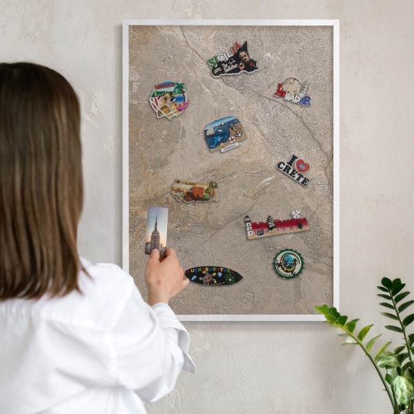 Tableau mural pour aimants dans un cadre noir Pierre beige