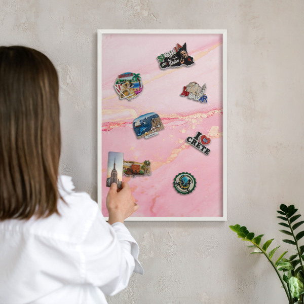 Panneau magnétique décoratif cadre noir Élégance rose