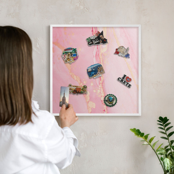 Panneau magnétique décoratif cadre noir Élégance rose