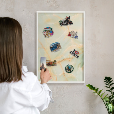 Tableau mural pour aimants dans un cadre noir Élégance du marbre