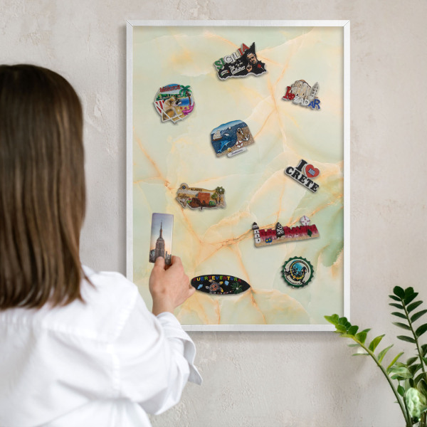 Tableau mural pour aimants dans un cadre noir Élégance du marbre