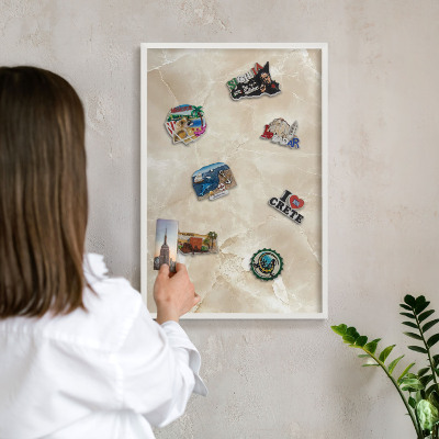 Tableau mural pour aimants dans un cadre noir Motif marbré