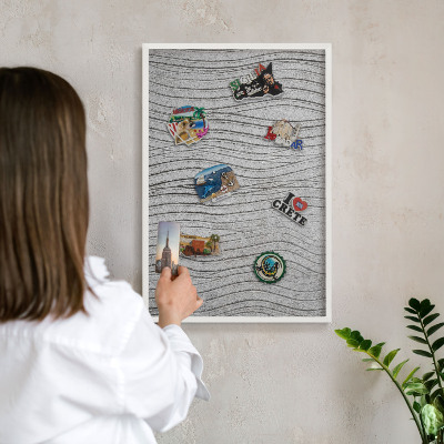 Tableau mural pour aimants dans un cadre noir Vagues grises