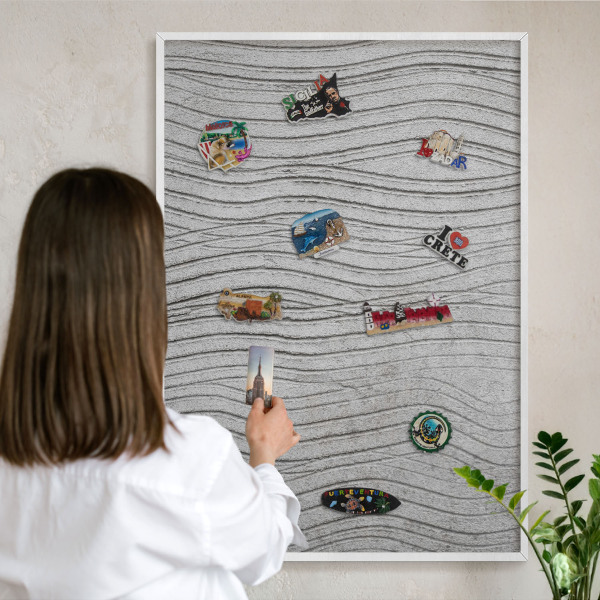 Tableau mural pour aimants dans un cadre noir Vagues grises