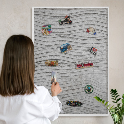 Tableau mural pour aimants dans un cadre noir Vagues grises
