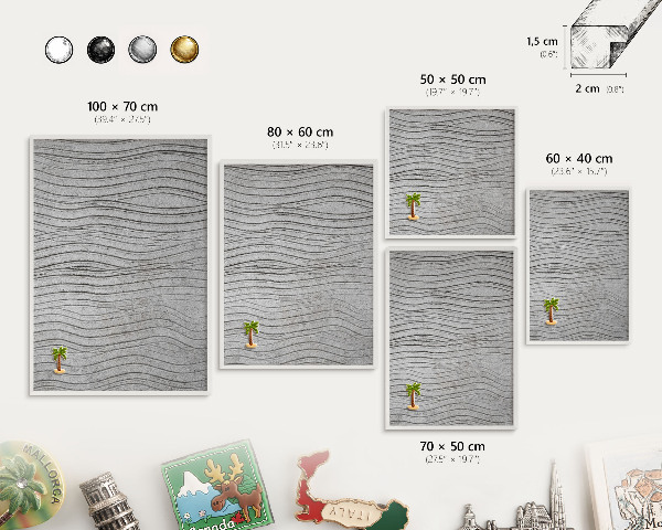 Tableau mural pour aimants dans un cadre noir Vagues grises
