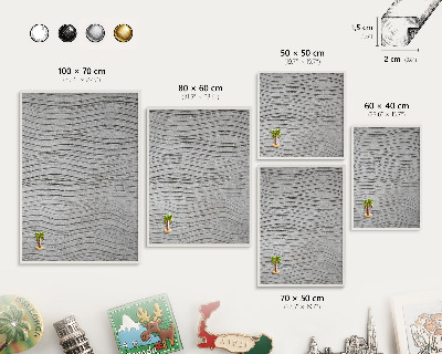 Tableau mural pour aimants dans un cadre noir Vagues grises