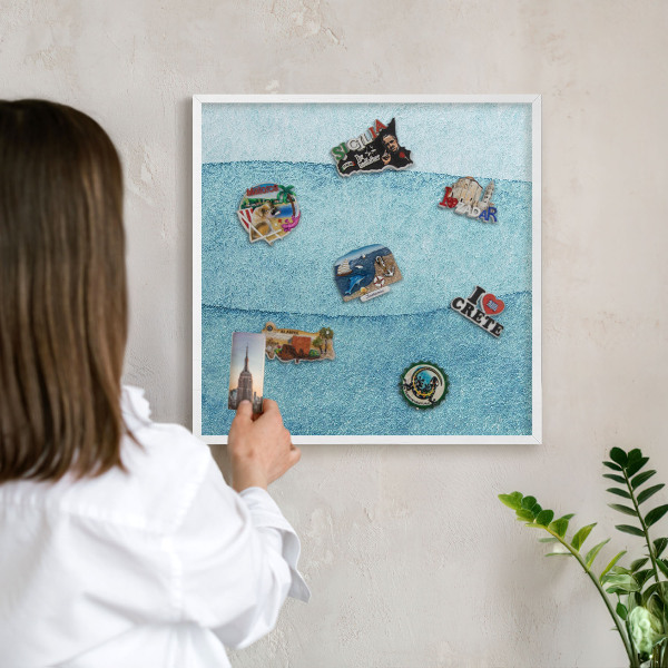 Panneau magnétique décoratif cadre noir Vagues bleues