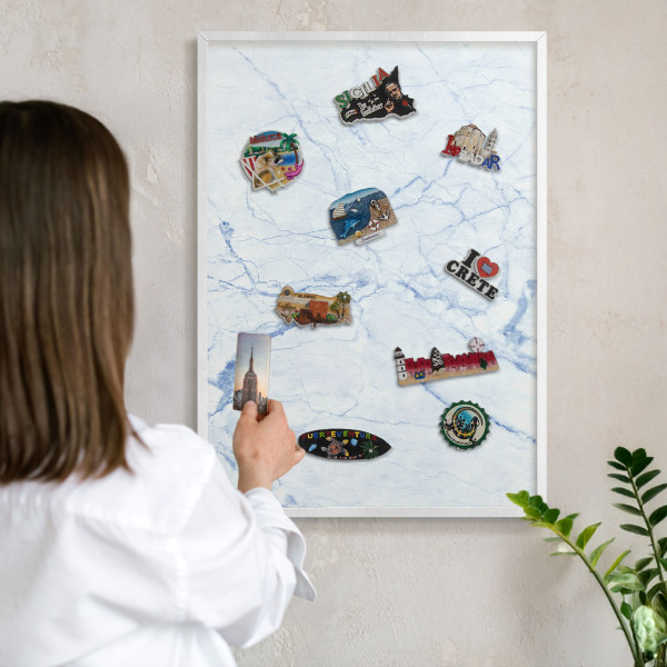 Tableau mural pour aimants dans un cadre noir Motif en marbre