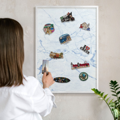 Tableau mural pour aimants dans un cadre noir Motif en marbre