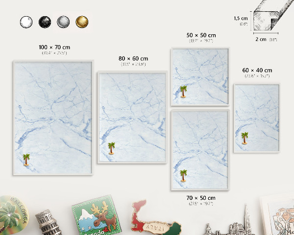 Tableau mural pour aimants dans un cadre noir Motif en marbre
