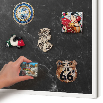 Tableau mural pour aimants dans un cadre noir Marbre noir