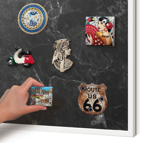Tableau mural pour aimants dans un cadre noir Marbre noir