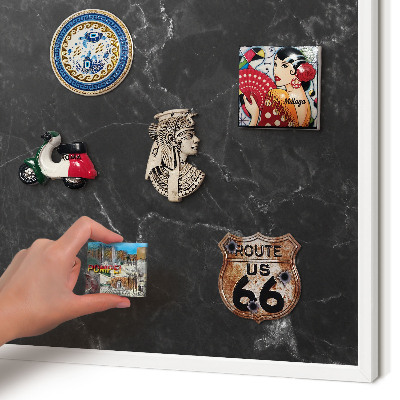 Tableau mural pour aimants dans un cadre noir Marbre noir