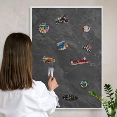 Tableau mural pour aimants dans un cadre noir Élégance grise