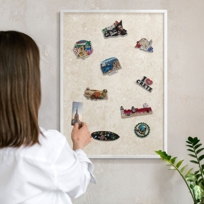Tableau mural pour aimants dans un cadre noir Élégance crémeuse