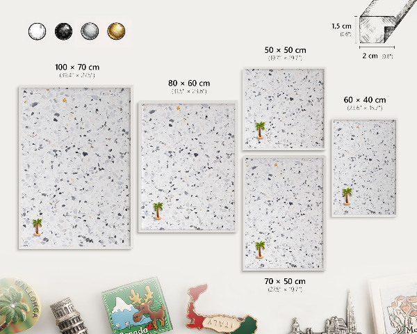Panneau magnétique décoratif cadre noir Style terrazzo