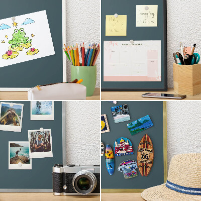 Tableau mural pour aimants dans un cadre noir Turquoise