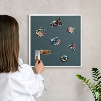 Tableau mural pour aimants dans un cadre noir Turquoise