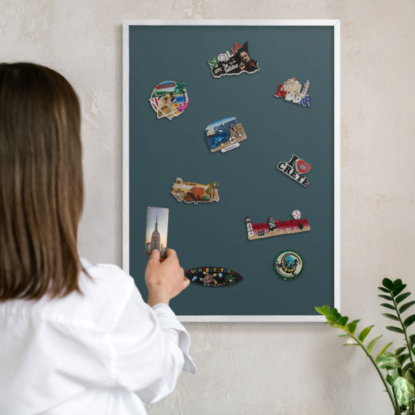Tableau mural pour aimants dans un cadre noir Turquoise